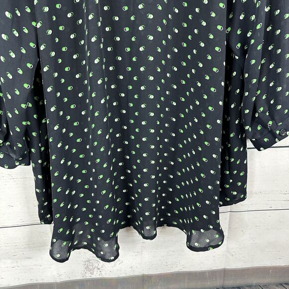 CAbi Top Martini Blouse Womens Medium Blue Green Button Front Flowy Office 5019 - Picture 6 of 13